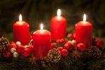 Advent wreath with candles on the fourth Sunday in Advent Advent wreath with candles on the fourth Sunday in Advent